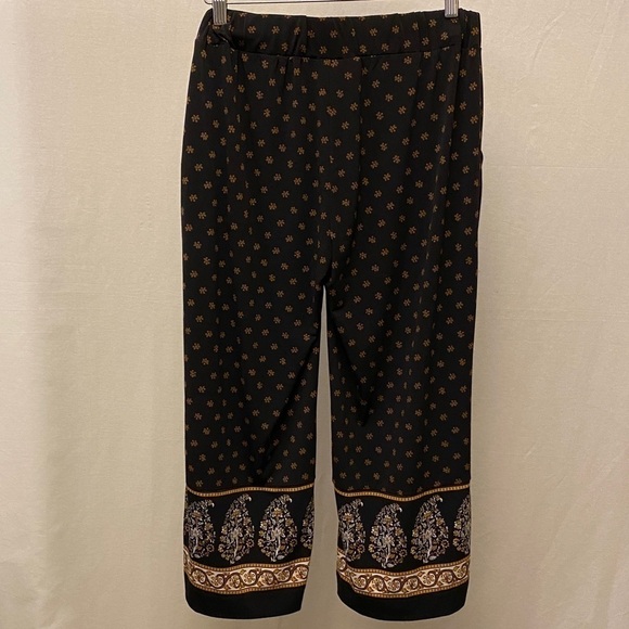 Michael Michael Kors P/S Stretch Wide Leg Pants Crop Womens Black High Rise - Picture 10 of 11